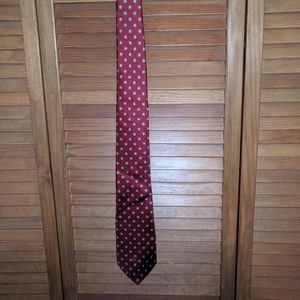 Lands End Tie Red with Blue Flowers